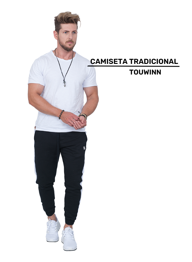 Calça Moletom Slim Masculina Jogger Preta com Faixa Lateral Branca