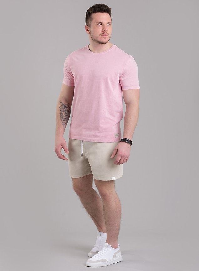 Camiseta Tradicional Masculina Estonada Rosa Estilo e Conforto