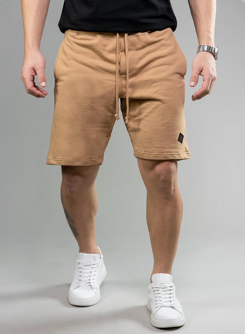 Bermuda Moletom Masculina Tradicional Básica Areia Caqui