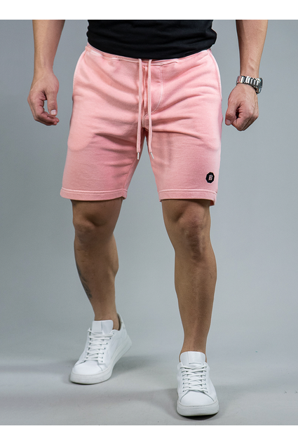 Bermuda Moletom Masculina Tradicional Básica Rosa Salmão Estonada