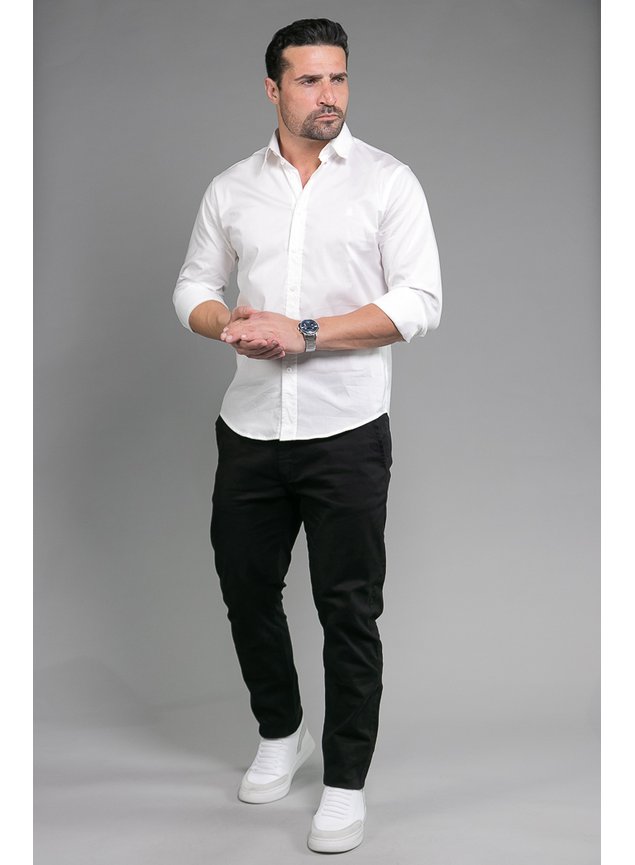 Camisa Social Blusa Branca E CalÇa Jeans Social Masculina Look Com