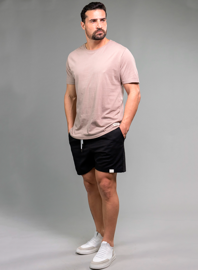 Calção Camisa Branca E Short Preto Masculino Bermuda Preta E