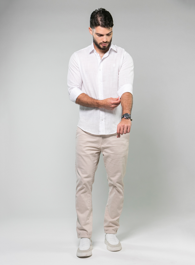 Calça Social CalÇa De Sarja Bege Masculina Bege Calca Social Sarja