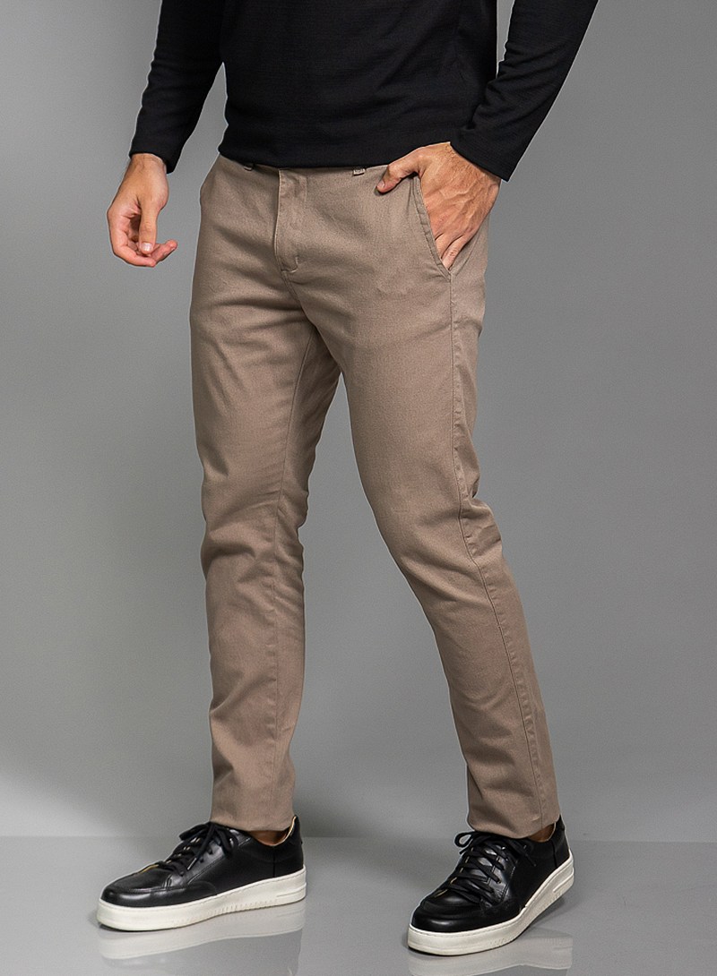 Calça Sarja Masculina Slim Areia Caqui Blühen