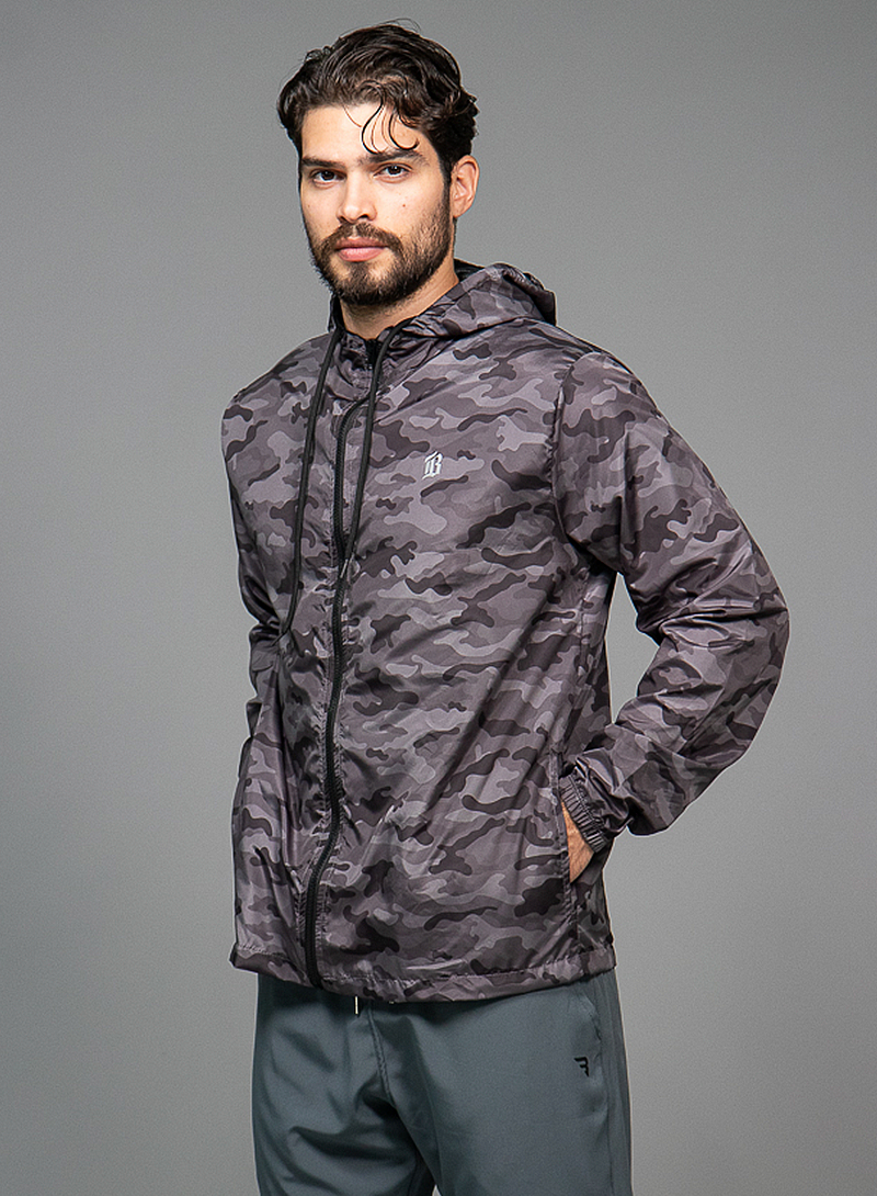 Jaqueta Corta Vento Masculina Camuflada Chumbo Bangkok