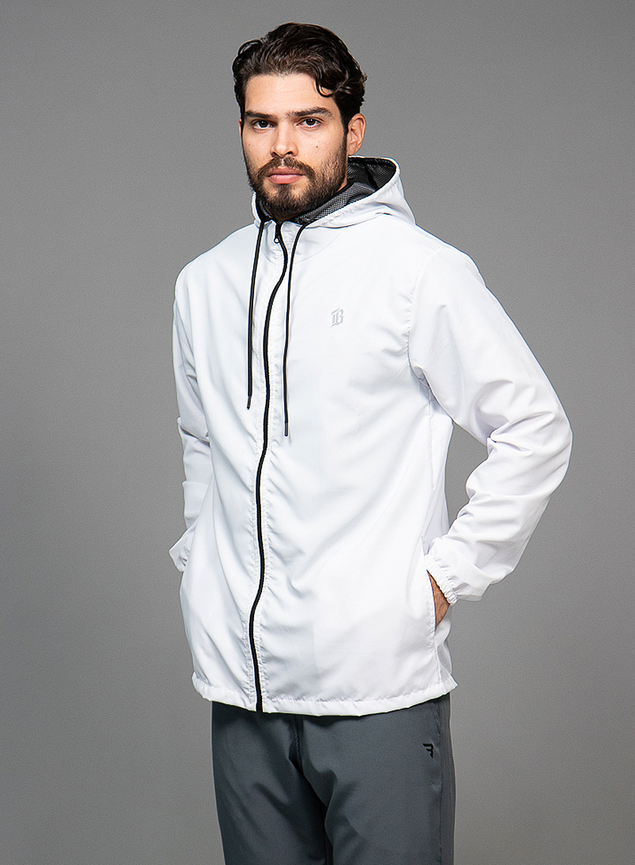 Jaqueta Corta Vento Masculina Branca Blühen Conforto, Mobilidade