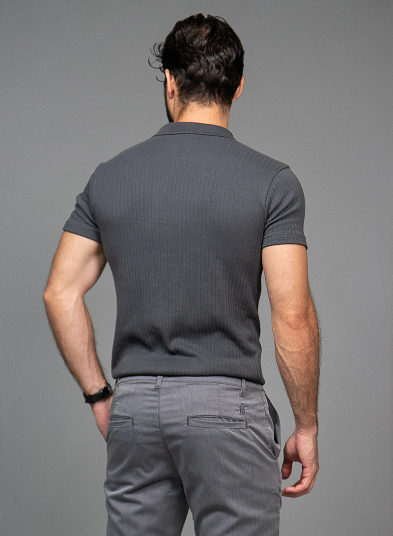 Camisa Polo Masculina Com Gola Italiana E Textura Elegante