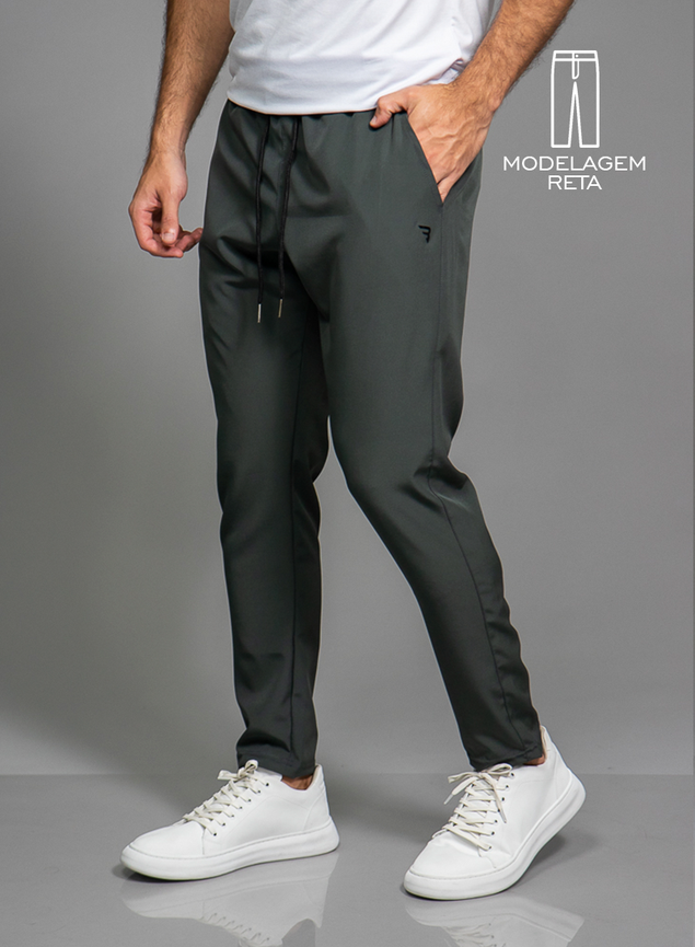 Calça Tactel Elast Fit Masculina Chumbo Do Dia a Dia ao Treino