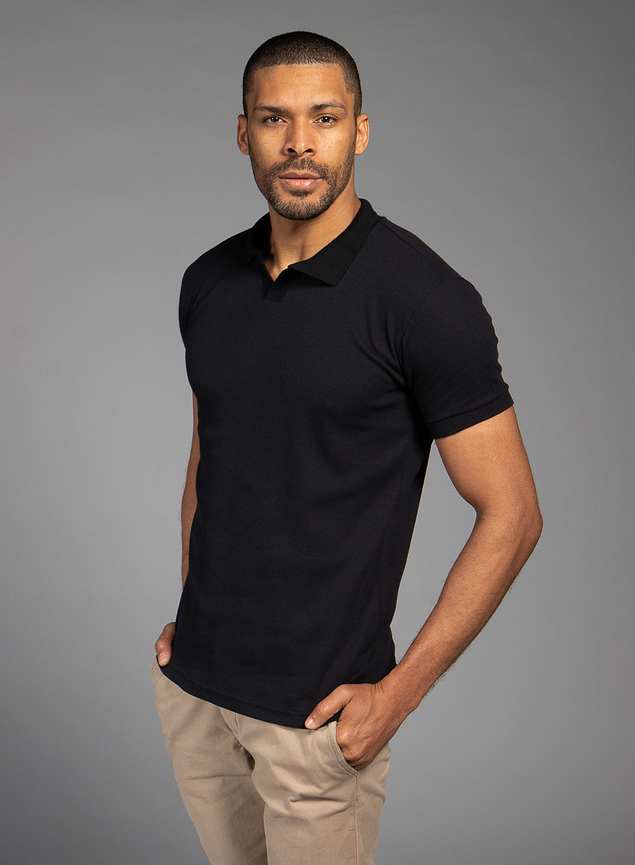 Camisa Polo Italiana Quadrilê Preta Masculina