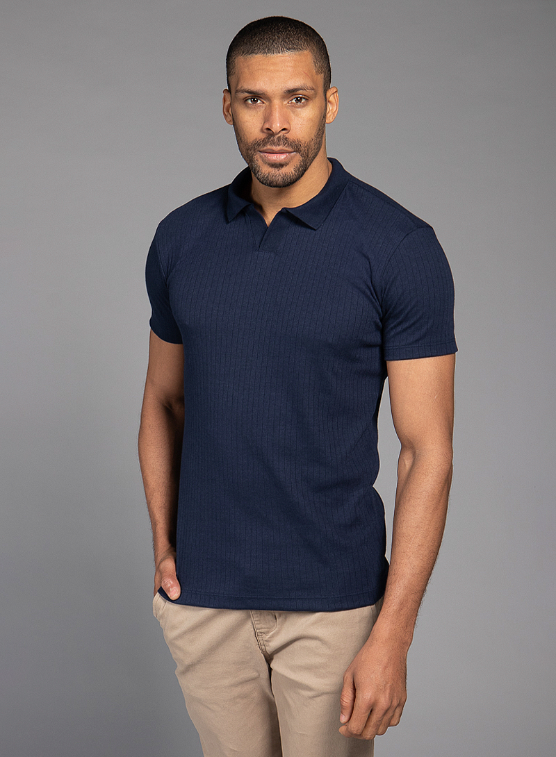 Polo Italiana Texturizada Elevare - Azul Marinho