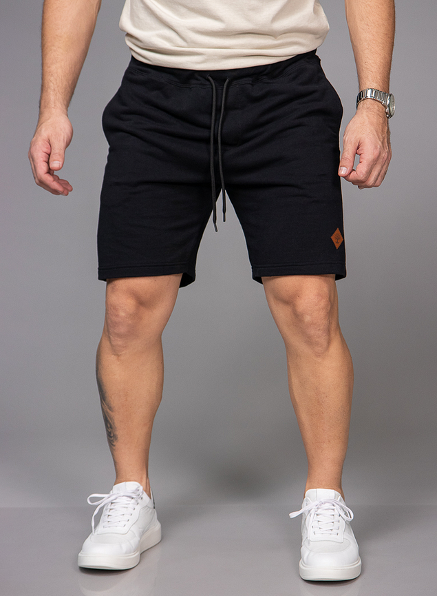 Bermuda Moletom Masculina Tradicional Básica Preta 52