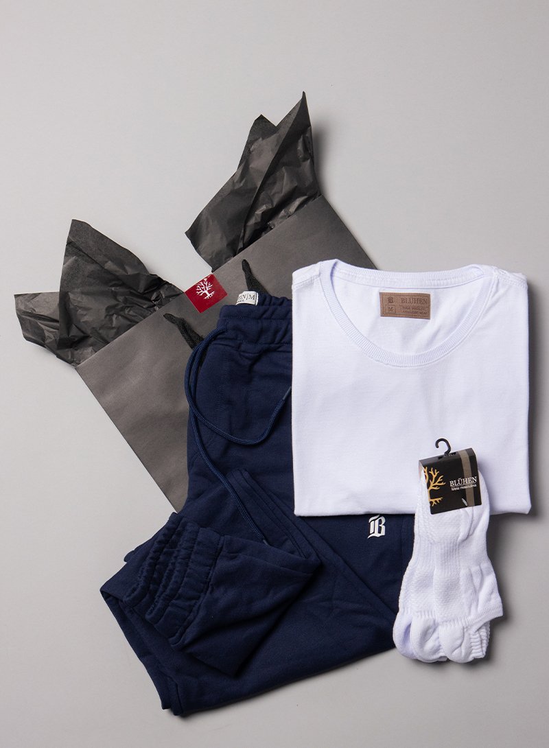 kit presente masculino essencial ideal namorado aniversario marido calca moletom camiseta kit meias 2