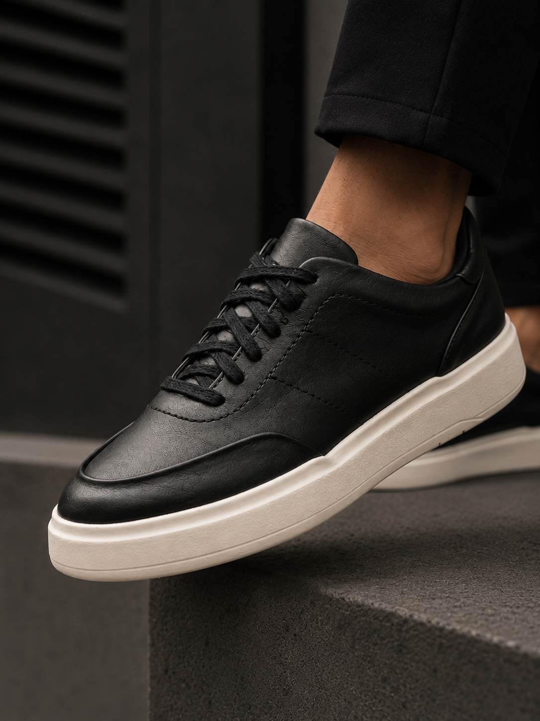 tenis casual masculino de couro preto prime bluhen solado tr 7 1