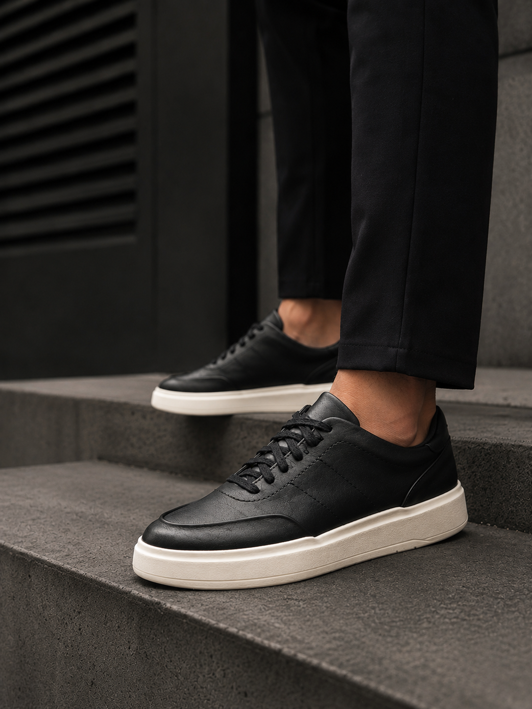 tenis casual masculino de couro preto prime bluhen solado tr 8 1