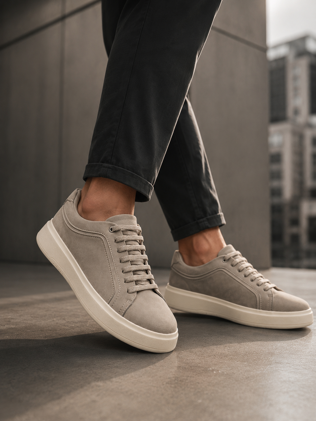 tenis casual masculino couro bluhen cinza fuse 6 1